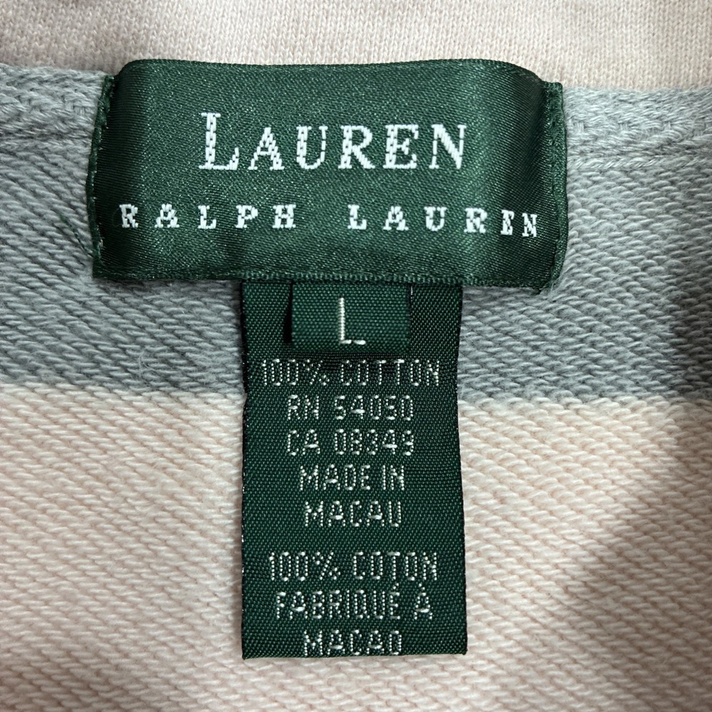 Lauren Ralph Lauren Women's 1/4 Zip Pullover‎ Size Large Striped Cotton Casual - Picture 7 of 16